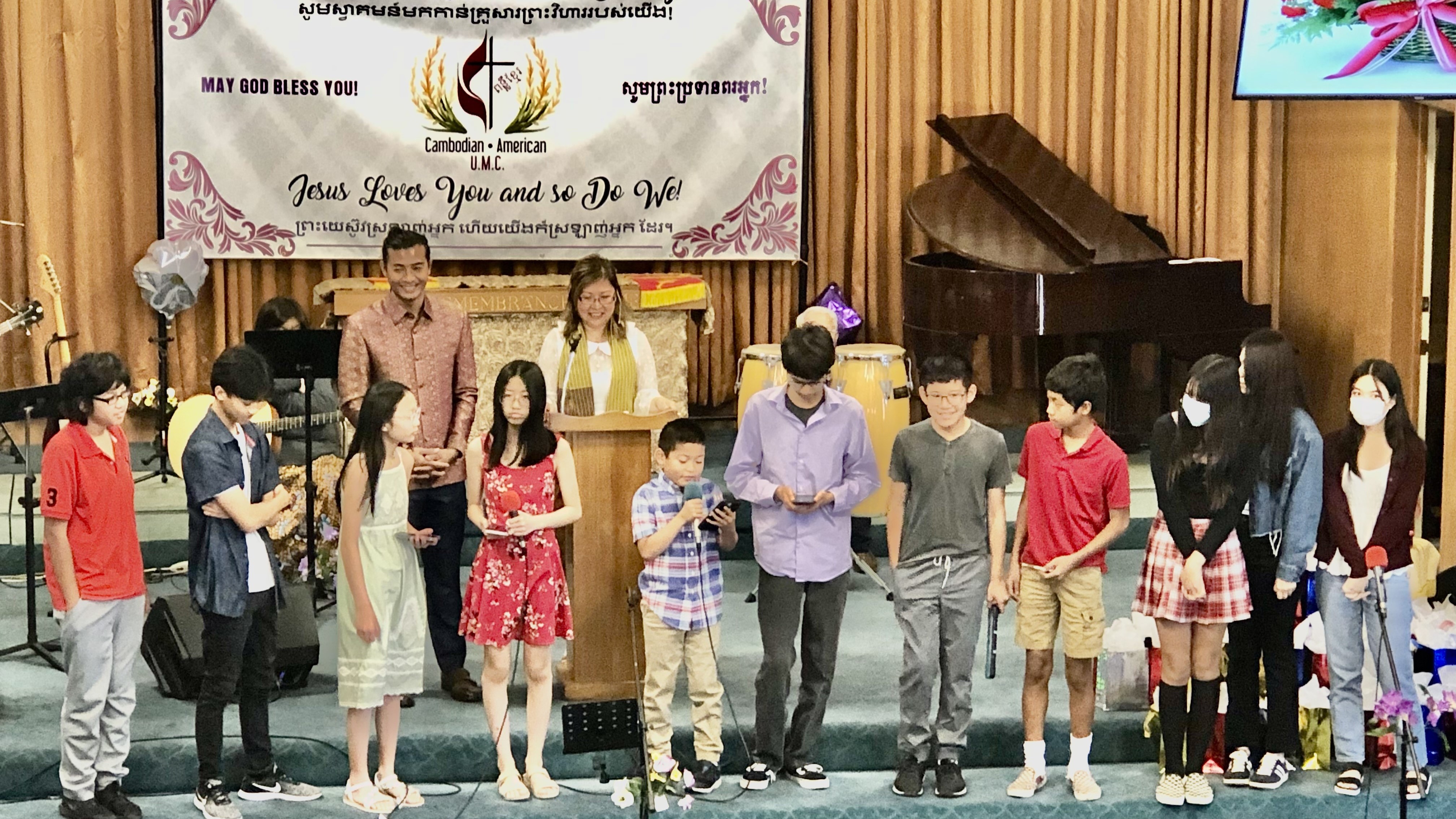 Dr. Lee (center podium) hopes that Long Beach Cambodian American UMC is the destination for everyone visiting the area. Photo courtesy of Dr. Lee. 