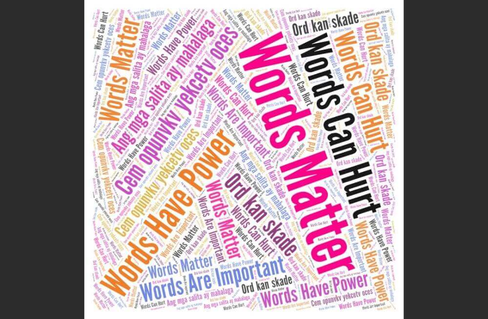Words Matter graphic created using WordArt.
