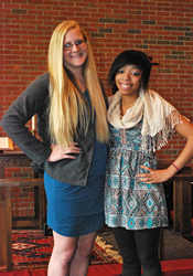 Louisburg College students Ashley Britton (left) and Riana Bowling co-produced the winning video in a contest sponsored by the General Board of Higher Education and Ministry in Fall 2012.