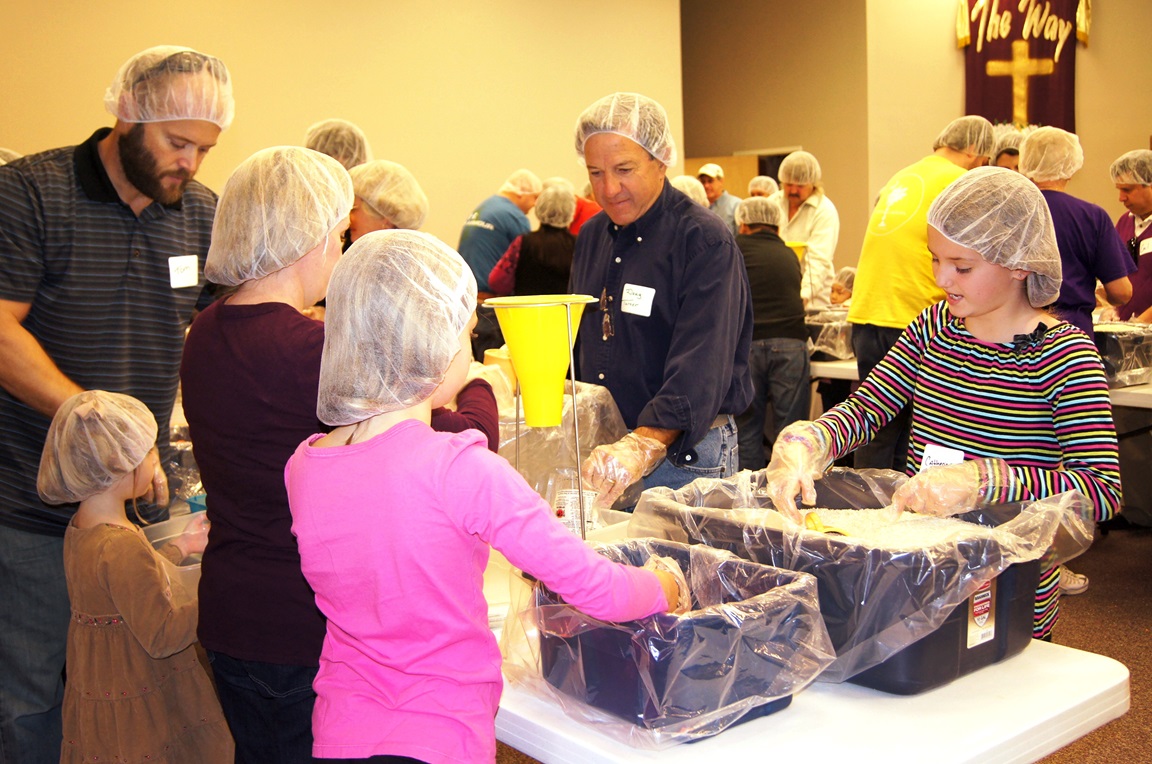 The people of Good Samaritan United Methodist Church, Lake Wylie, S.C., pack more than 20,000 meals to send overseas to families in need. Photo courtesy of Good Samaritan United Methodist Church.