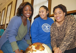 Usha Satish (center), Delrisha White and Raven Williams will become corps members with Teach for America after they graduate from Bennett College this spring.