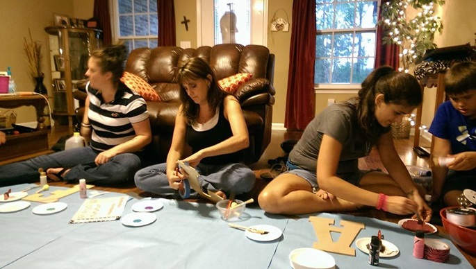 Titus 2 students enjoy a craft party hosted by one of their mentors. Photo courtesy of Cathy Byrd. 