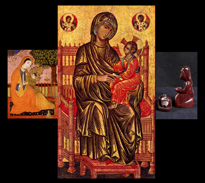 The image of Mary, the mother of Jesus, has resonance around the world. From left, here are Persian, Byzantine and Kenyan depictions of the woman who has lessons for disciples today. Photo illustration by Kathleen Barry, United Methodist Communications