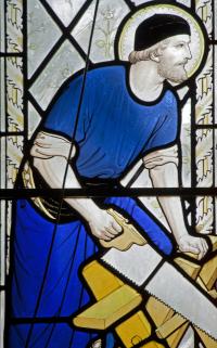 Stained glass window of Joseph