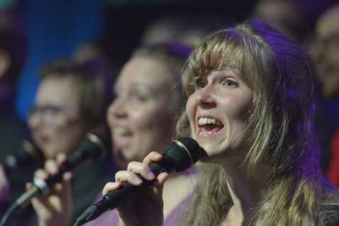 Members of Signatur, a choir from Norway, sing during morning worship on May 11 at the 2016 United Methodist General Conference in Portland, Ore. File photo by Paul Jeffrey, UMNS.