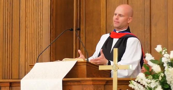 The Rev. Nathan Kirkpatrick preaches at Broad Street United Methodist Church in Statesville, North Carolina. Courtesy of Faith & Leadership.