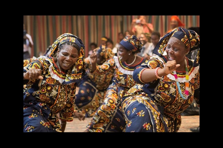 United Methodist women present a traditional dance from northern Mozambique during a meeting of the Standing Committee on Central Conference Matters and Connectional Table. Photo by the Rev. Rodney Steele.