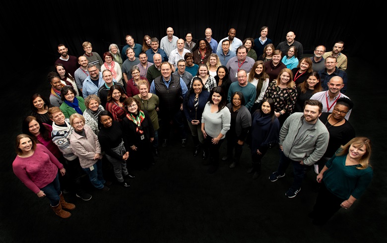 The staff of United Methodist Communications gathers for a group photo at the agency's headquarters in Nashville, Tenn. Photo by Mike DuBose, UMCom.