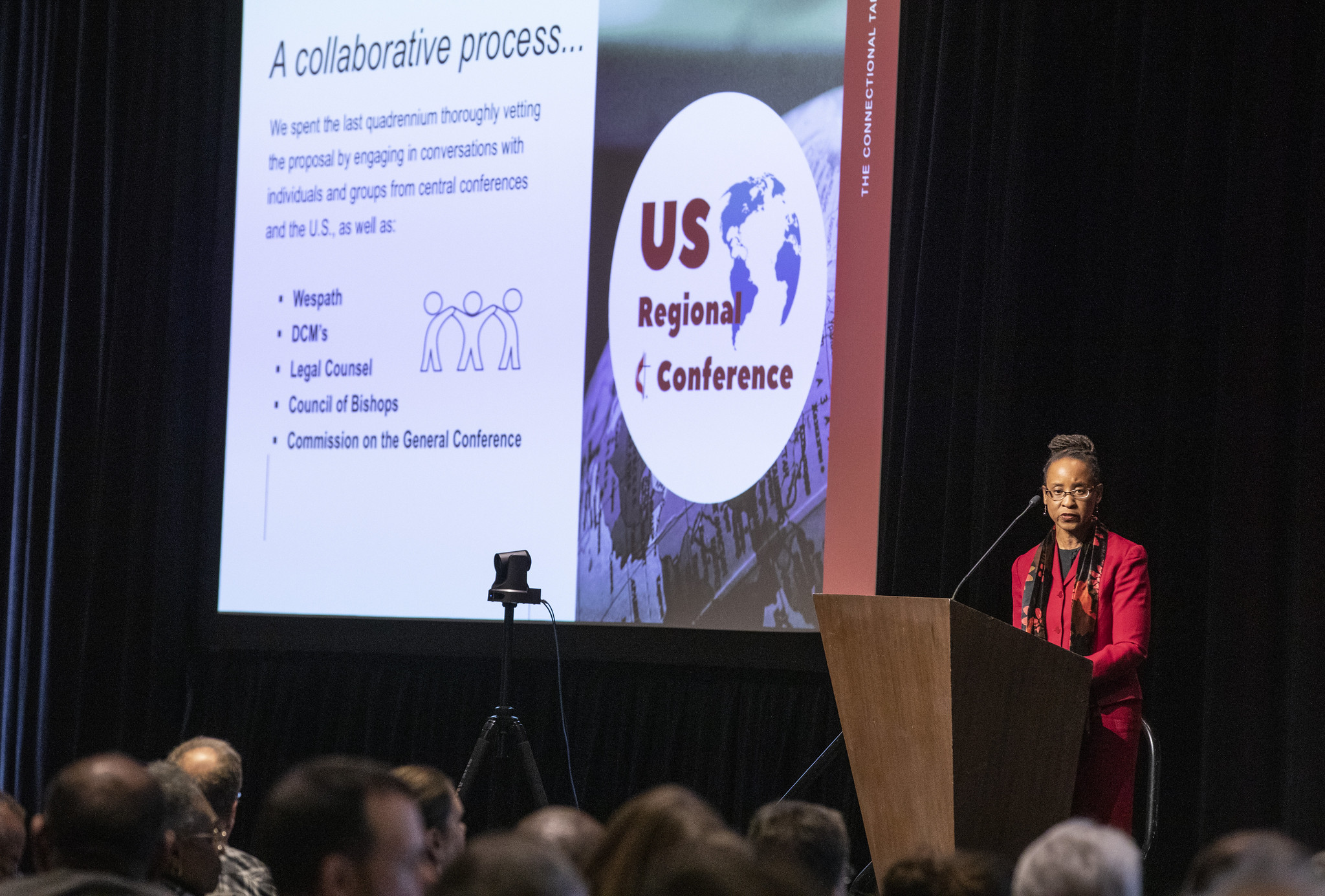 The Rev. Kennetha J. Bingham-Tsai speaks at the 2020 Pre-General Conference Briefing in Nashville, Tenn. Bingham-Tsai is the Chief Connectional Ministries Officer of the Connectional Table. Photo by Kathleen Barry, UM News.