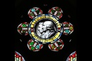 This stained glass window at Wesley Memorial Methodist Church in Epworth, England features John and Charles Wesley. Photo by Kathleen Barry, United Methodist Communications