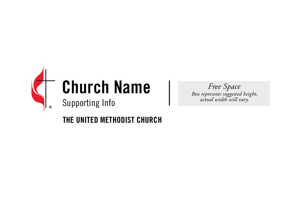 An example of the UMC-branded logo template for local churches. United Methodist Communications offers a branding and logo service to churches at no additional cost. 