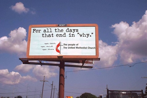 This billboard on Airline Drive in New Orleans, a part of the United Methodist Church's "Igniting Ministry" campaign, helped provide a message of comfort and strength during difficult times as Americans deal with the aftermath of the Sept. 11 attacks in New York and Washington. (A UMNS photo by Kathy C. Fitzhugh.)