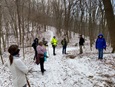 Outdoor Enthusiasts Group hiking trails in the snow. Courtesy of Amy Graham of the West Ohio Annual Conference.