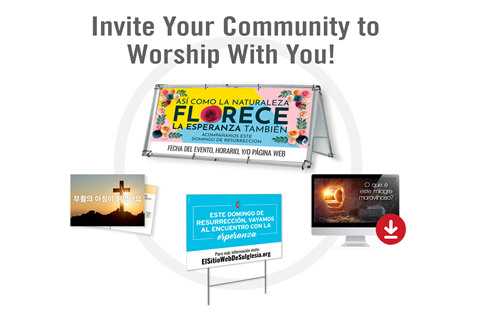Get customizable resources to support your church as you reach out to your community. You can order print resources, such as postcards, invitation cards, banners, yard signs and posters, and download coordinating free digital tools and free social media graphics. Find seasonal resources in Spanish, Korean and Portuguese for Advent, Easter and Fall.  