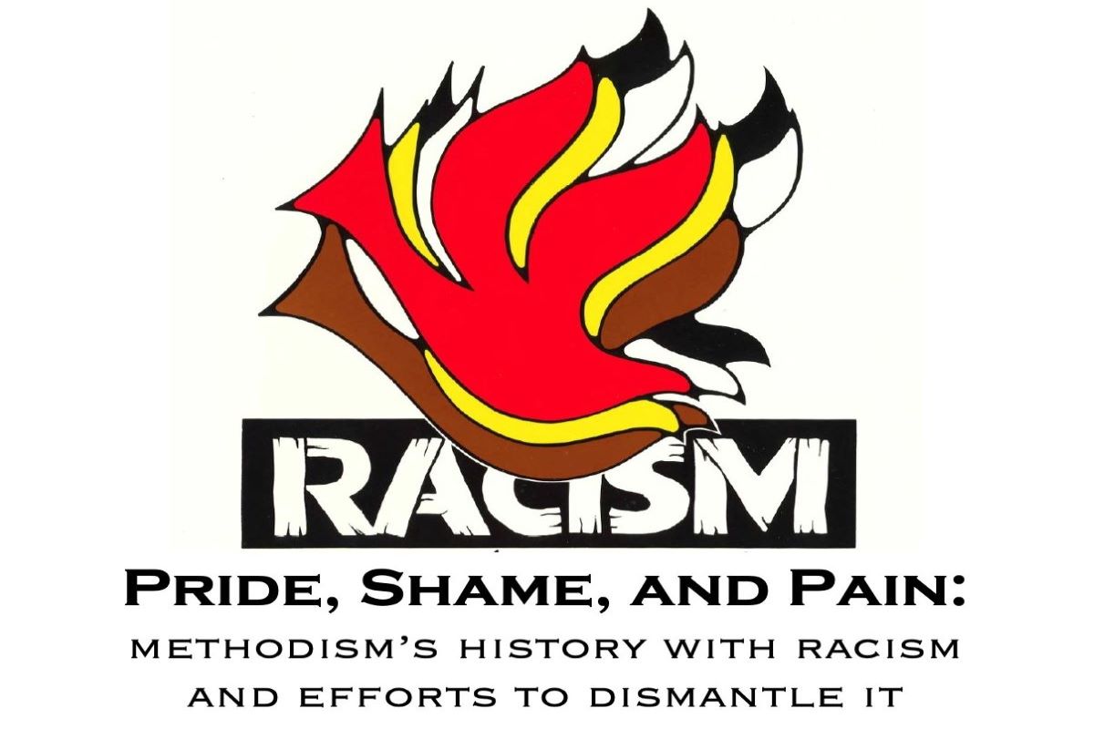 Racism logo borrowed from the General Commission on Religion and Race. Kelly Fitzgerald, ed. Racism: The Church’s Unfinished Agenda, a Journal of the National Convocation on Racism (General Commission on Religion and Race, 1987).