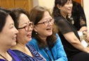 Clergywomen react to sermon during the 2018 Ohana Conference. The conference was held at Christ United Methodist Church in Honolulu, July 9-11, by the Association of Asian American and Pacific Islander Clergywomen (AAPIC) and National Association of Korean American United Methodist Clergywomen (NAKAUMC). Photo by Thomas Kim, UMNS.