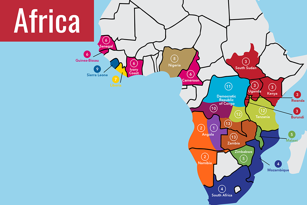 Map of Africa Central Conference of The United Methodist Church