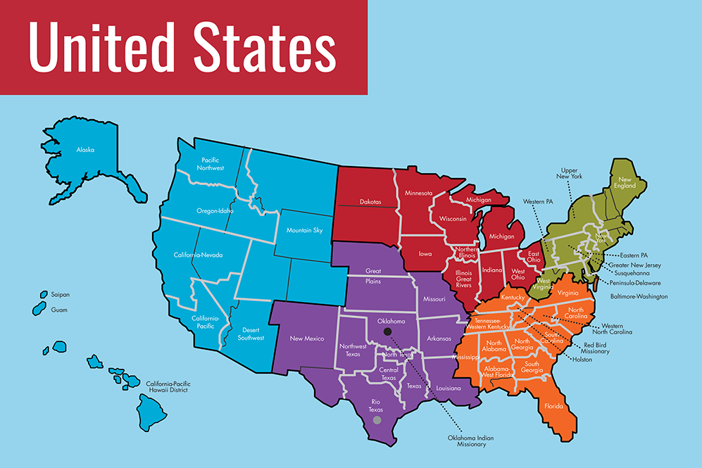 Map of the U.S. jurisdictions of The United Methodist Church