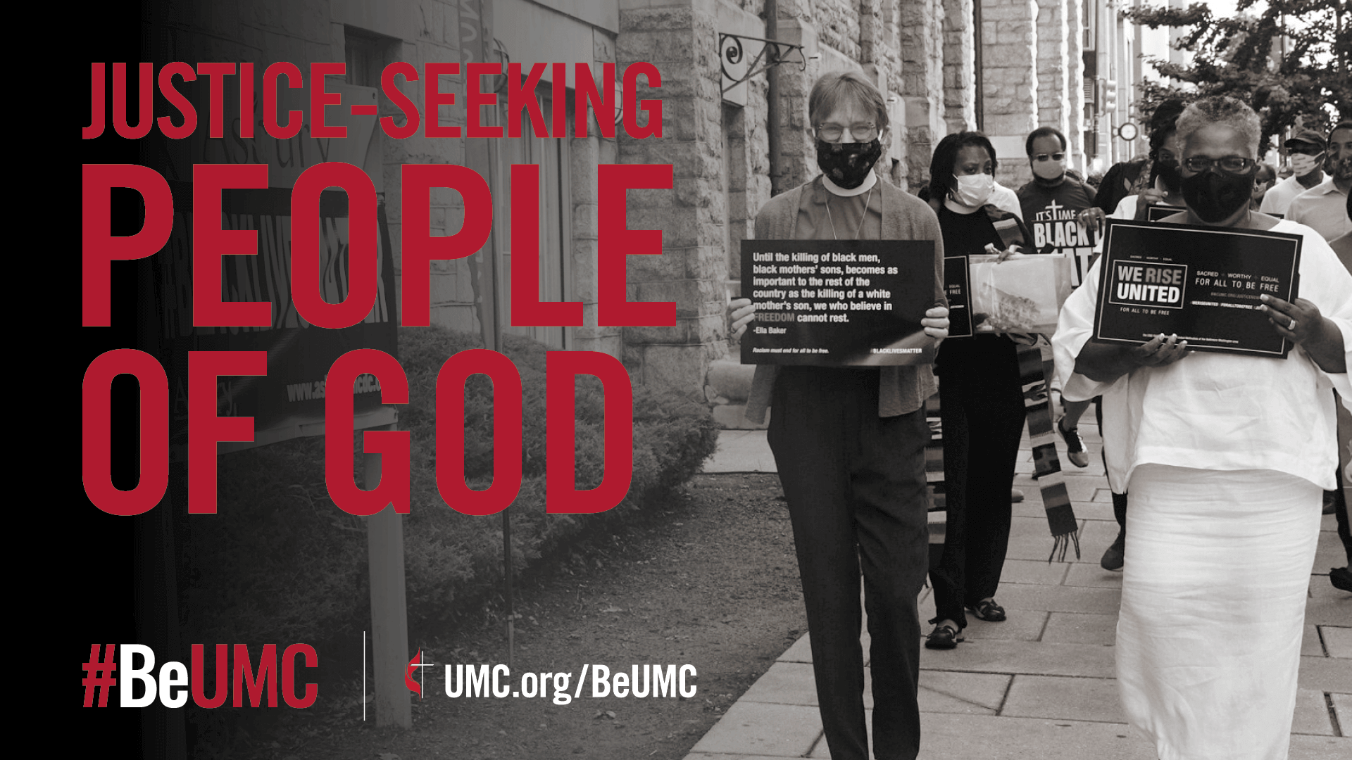 We challenge unjust systems and work to secure equal opportunities for all. The #BeUMC campaign reminds us of who we are at our best — the spirit-filled, resilient, connected, missional, faithful, diverse, deeply rooted, committed, disciple-making, Jesus-seeking, generous, justice-seeking, world-changing people of God called The United Methodist Church. Worship graphic.