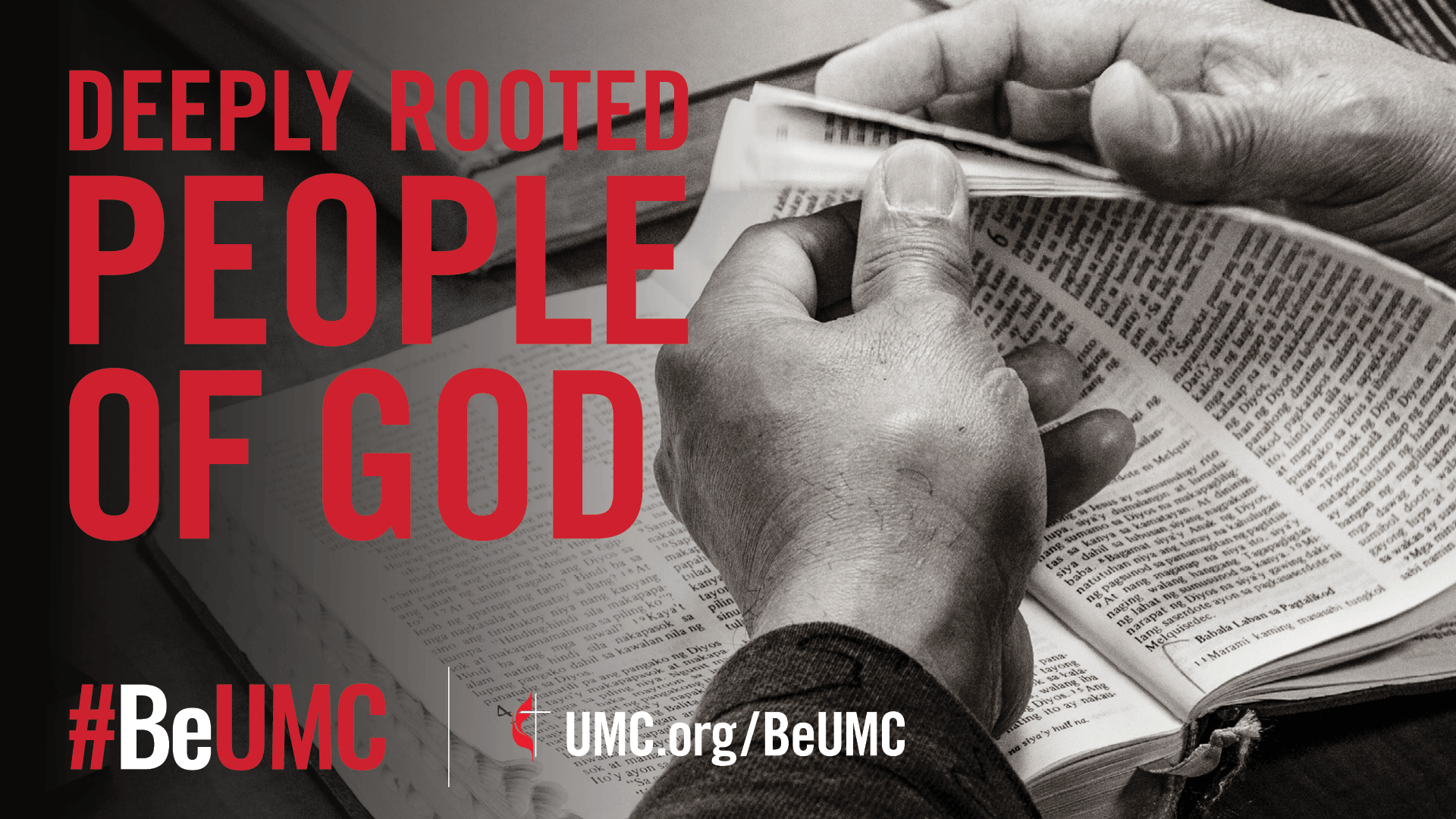 We find commonality in our rich history, sacraments and values. The #BeUMC campaign reminds us of who we are at our best — the spirit-filled, resilient, connected, missional, faithful, diverse, deeply rooted, committed, disciple-making, Jesus-seeking, generous, justice-seeking, world-changing people of God called The United Methodist Church. Worship graphic.
