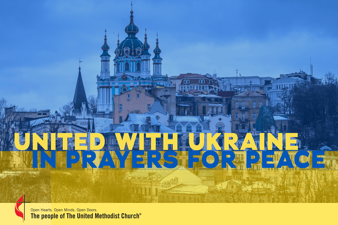 Learn how United Methodist leaders, organizations and individuals are responding to the invasion of Ukraine through their prayer, aid and witness. Image by Cindy Caldwell, United Methodist Communications. Kyiv image by Ilya Cher, Unsplash.com.