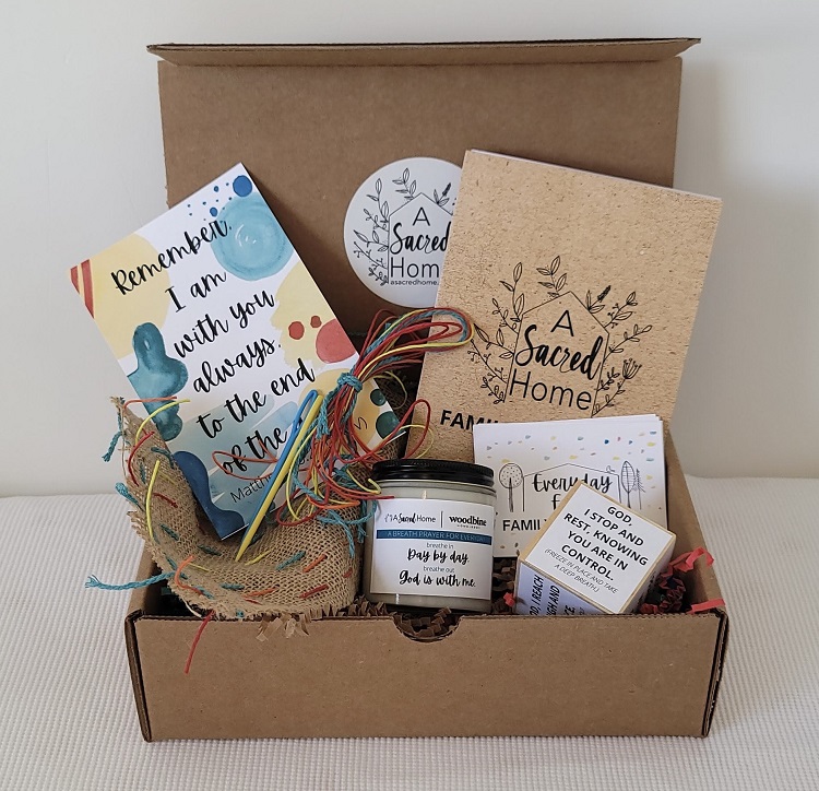 A Sacred Home subscription-style boxes are lovingly created and shipped to families yearning for daily faith formation practices. Photo courtesy of the Rev. Joanna Cummings.