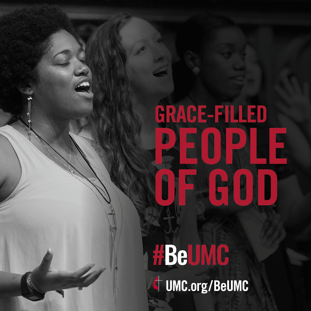 The #BeUMC campaign reminds us of who we are at our best. As people of God called The United Methodist Church, we’re faithful followers of Jesus seeking to make the world a better place. Grace-filled (praise), English social media image.