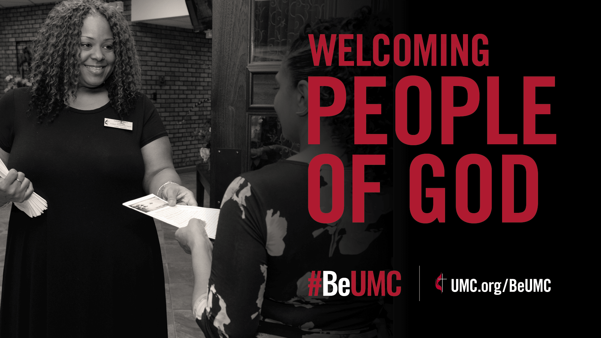The #BeUMC campaign reminds us of who we are at our best. As people of God called The United Methodist Church, we’re faithful followers of Jesus seeking to make the world a better place. Welcoming/Greet worship image.