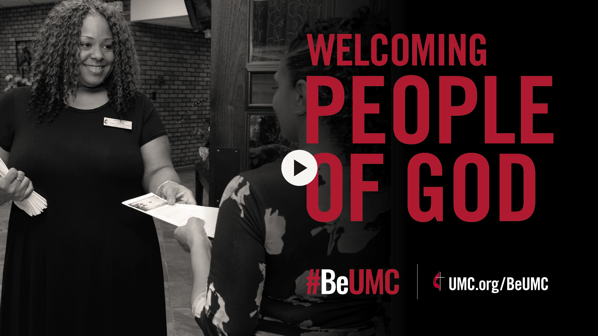 The #BeUMC campaign reminds us of who we are at our best. As people of God called The United Methodist Church, we’re faithful followers of Jesus seeking to make the world a better place. Welcoming/Greet (video screenshot).