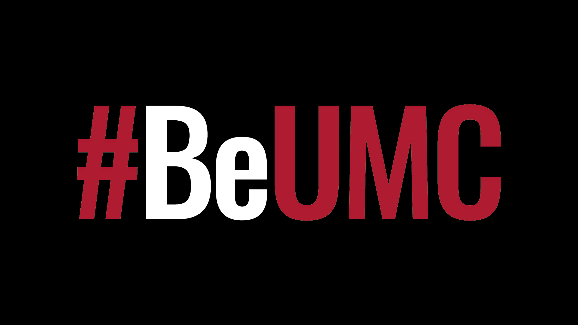 The #BeUMC campaign reminds us of who we are at our best. As people of God called The United Methodist Church, we’re faithful followers of Jesus seeking to make the world a better place. #BeUMC black and red logo on white background (1920x1080). 