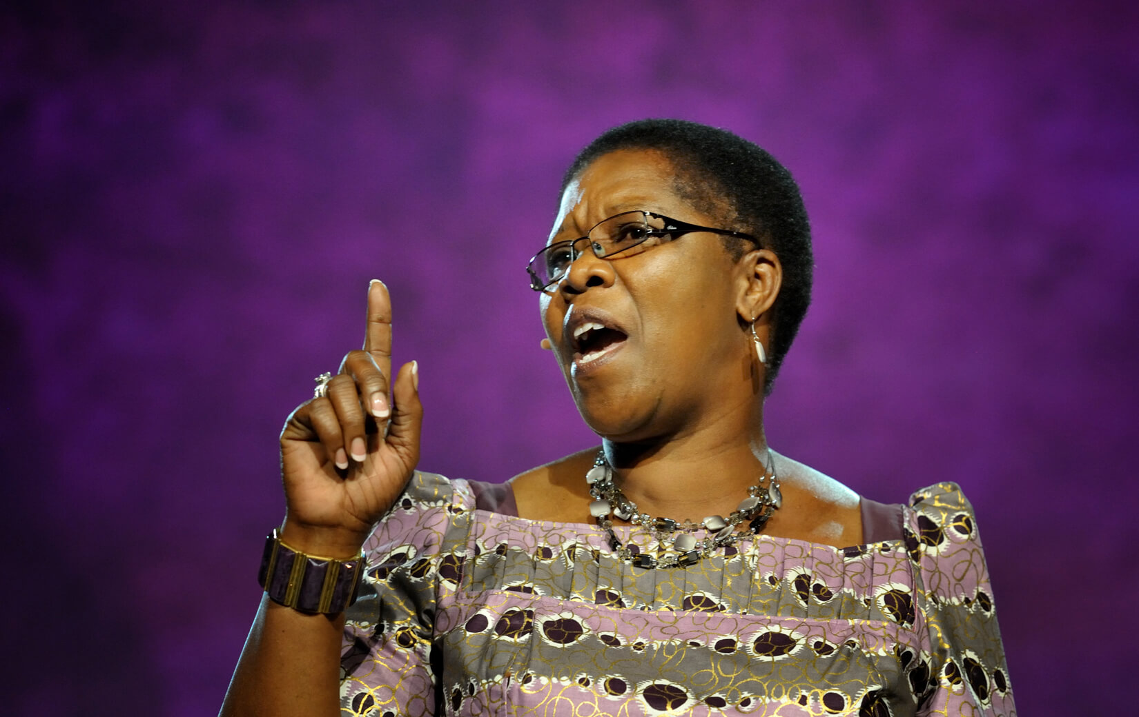 Betty Spiwe Katiyo of Zimbabwe delivers part of the Laity Address to an April 25 session of the 2012 United Methodist General Conference in Tampa, Fla. A UMNS photo by Paul Jeffrey