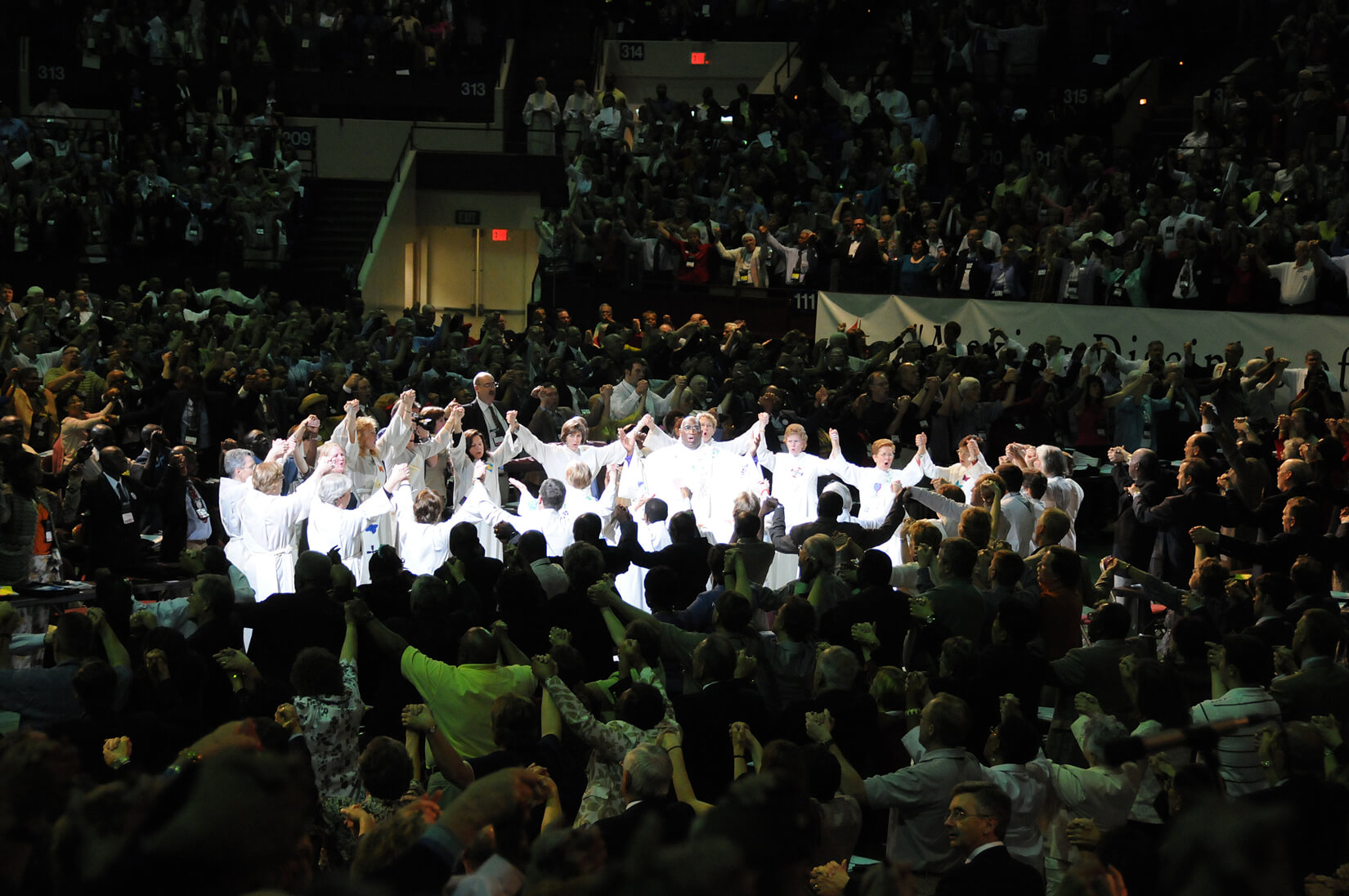 United Methodists gather for opening worship at the 2008 United Methodist General Conference, Fort Worth, Texas. A UMNS photo by John C. Goodwin. United Methodists gather for opening worship at the 2008 United Methodist General Conference, Fort Worth, Texas. A UMNS photo by John C. Goodwin.