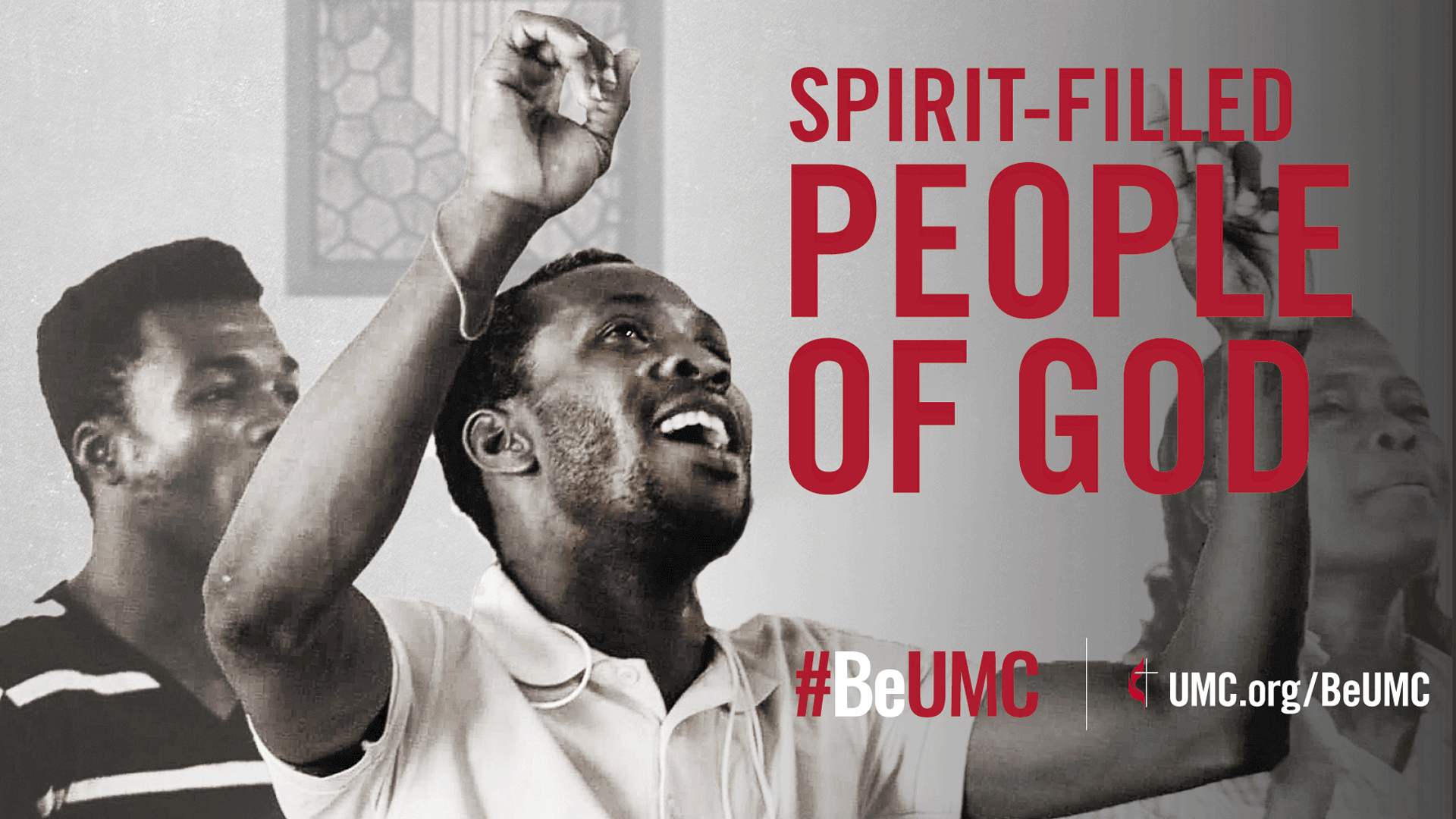 The Holy Spirit works within us, transforming our hearts and lives. The #BeUMC campaign reminds us of who we are at our best — the spirit-filled, resilient, connected, missional, faithful, diverse, deeply rooted, committed, disciple-making, Jesus-seeking, generous, justice-seeking, world-changing people of God called The United Methodist Church. Worship graphic. 