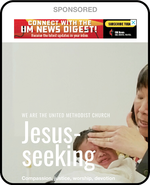 An example of an anchor ad for UM News Digest on UMC.org.