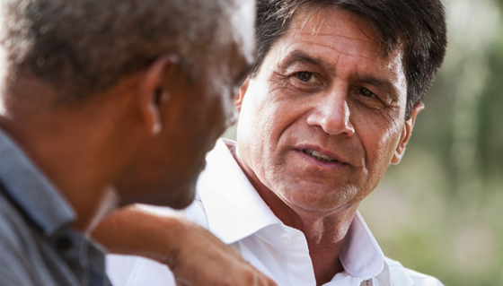 This online program is for pastors, ministry candidates, and lay persons interested in developing their pastoral care skills in their own ministry context. Image of two men talking from iStockphoto.com, courtesy of Higher Education and Ministry.