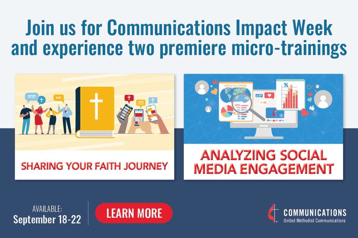 The event’s content includes the debut of two micro-trainings available September 18-22, 2023.  (Image courtesy of United Methodist Communications.)