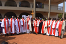UMC bishops in Africa pose for a photo after opening worship service on Sept. 3 at the start of their annual meeting. Bishops Thomas J. Bickerton and Gregory Palmer were also in attendance. (Photo courtesy of the Council of Bishops.)