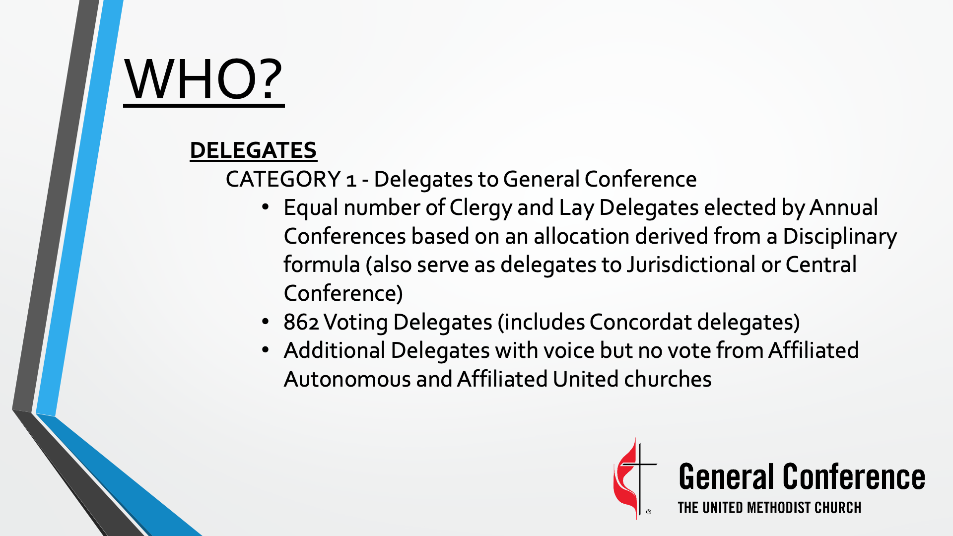 Go in-depth to learn about how the United Methodist General Conference works; the legislative process; legislative committees; the path of a petition; the Advance Daily Christian Advocate and DCA; voting and more. Screenshot from presentation. 