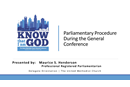 The parliamentary process for the United Methodist General Conference will be explained and questions answered. Screenshot from presentation.