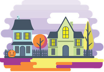 Monthly illustration of October Halloween decorations by GraphicMama and licensed under CC Attribution 3.0.