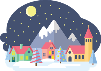 Monthly illustration of December with Santa on Christmas Eve by GraphicMama and licensed under CC Attribution 3.0.