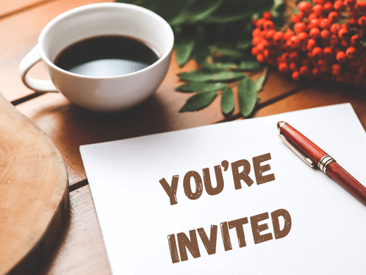 Invite which reads you're invited