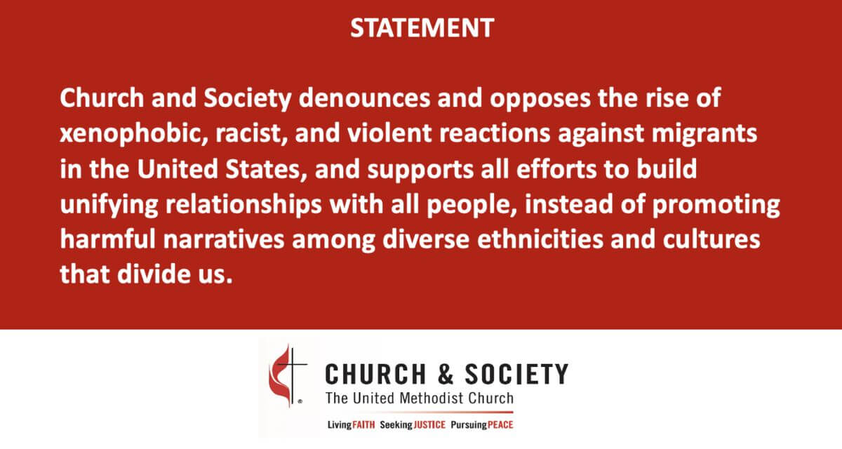 Church and Society statement condemn xenophobia and racism. Courtesy of Church and Society