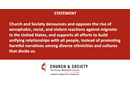 Church and Society statement condemn xenophobia and racism. Courtesy of Church and Society
