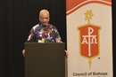 COB President Bishop Tracy S. Malone delivers the presidential address on Monday, April 28, 2025, during the Council of Bishops meeting in Chicago. (Maidstone Mulenga/COB photo)