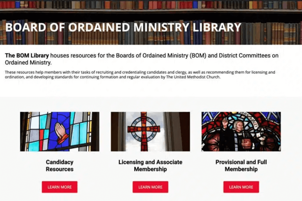 Board of Ordained Ministry Library. Photo courtesy of the General Board of Higher Education and Ministry.
