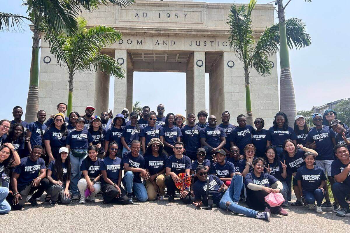 Global Mission Fellows, class of 2025-2027, pause for a group photo during their training in Ghana. Photo courtesy of Rachel Therieh.