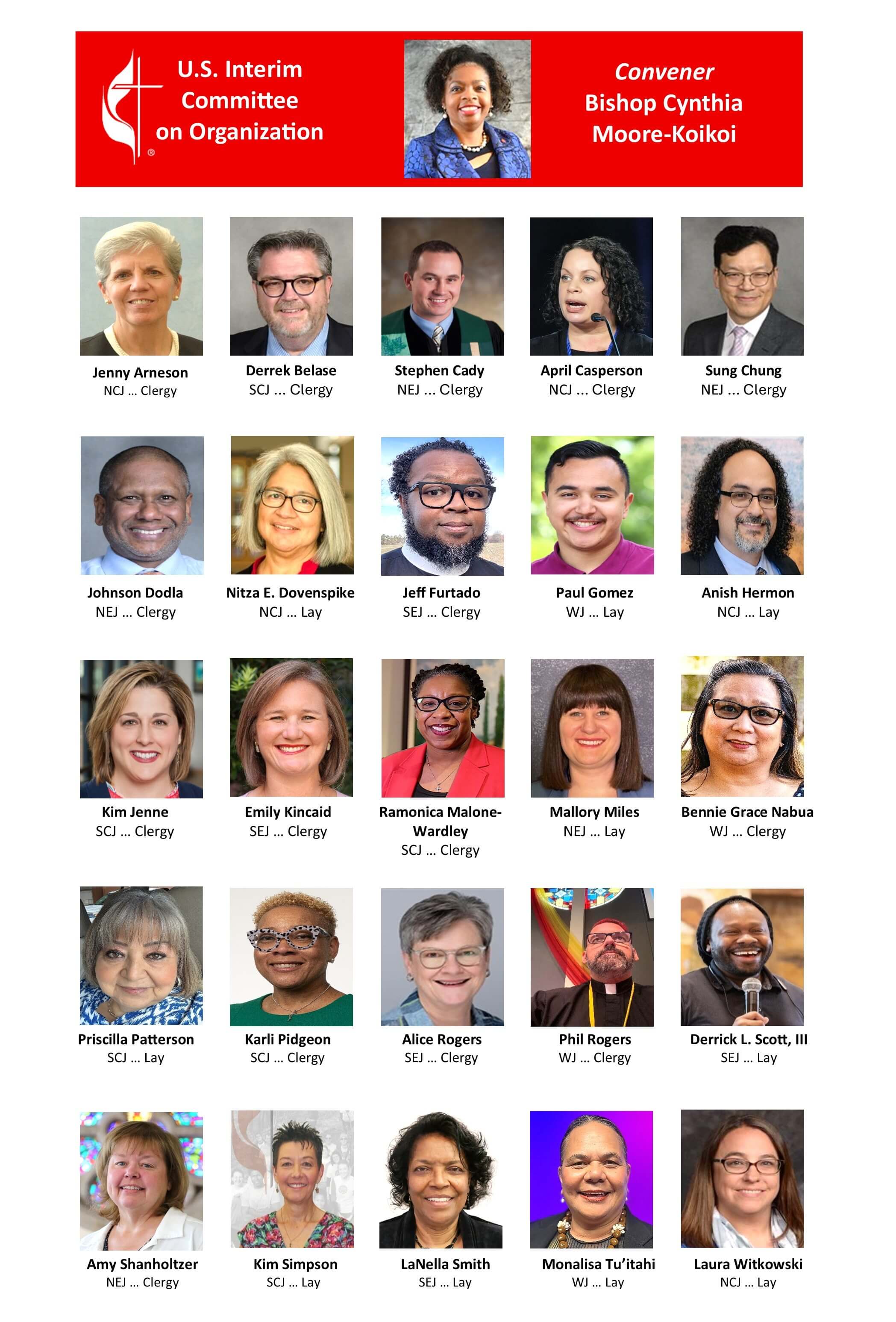 U.S. Interim Committee on Organization members, convened by Bishop Cynthia Moore-Koikoi