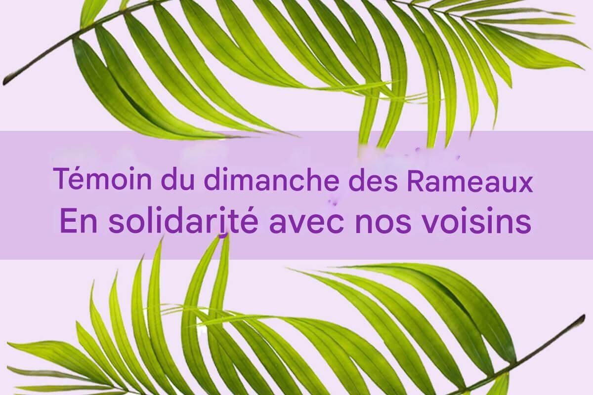 Les Méthodistes Unis se joignent à d'autres chrétiens à travers les États-Unis pour participer aux actions organisées à l'occasion du Dimanche des Rameaux, qui visent à contrer la montée de l'autoritarisme en répondant à l'appel du Christ à aimer notre prochain. Les organisateurs soulignent que le Dimanche des Rameaux tel qu'il est décrit dans les Évangiles était à l'origine un événement politique. Image de feuille de palmier par studio2013, avec l'aimable autorisation de Pixabay ; illustration de Laurens Glass, UM News.