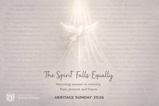 The 2026 Heritage Sunday theme for The United Methodist Church is “The Spirit Falls Equally,” an acknowledgement that God calls – and always has called – all people, regardless of gender. Design by AI/Canva.